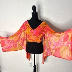 Reworked London Times retro floral top